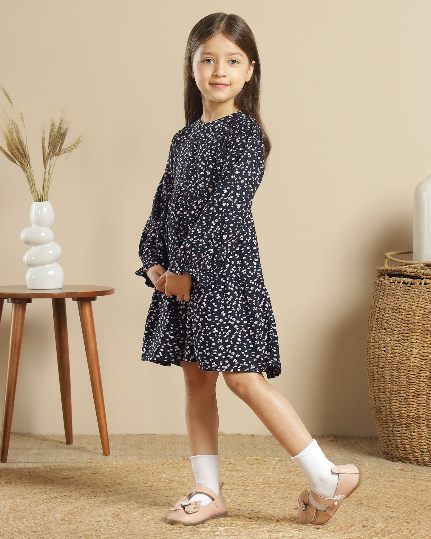 Girls Floral Print Dress