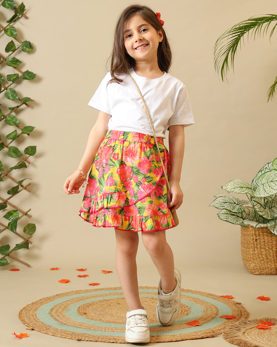 Girls Floral Wrap Skirt