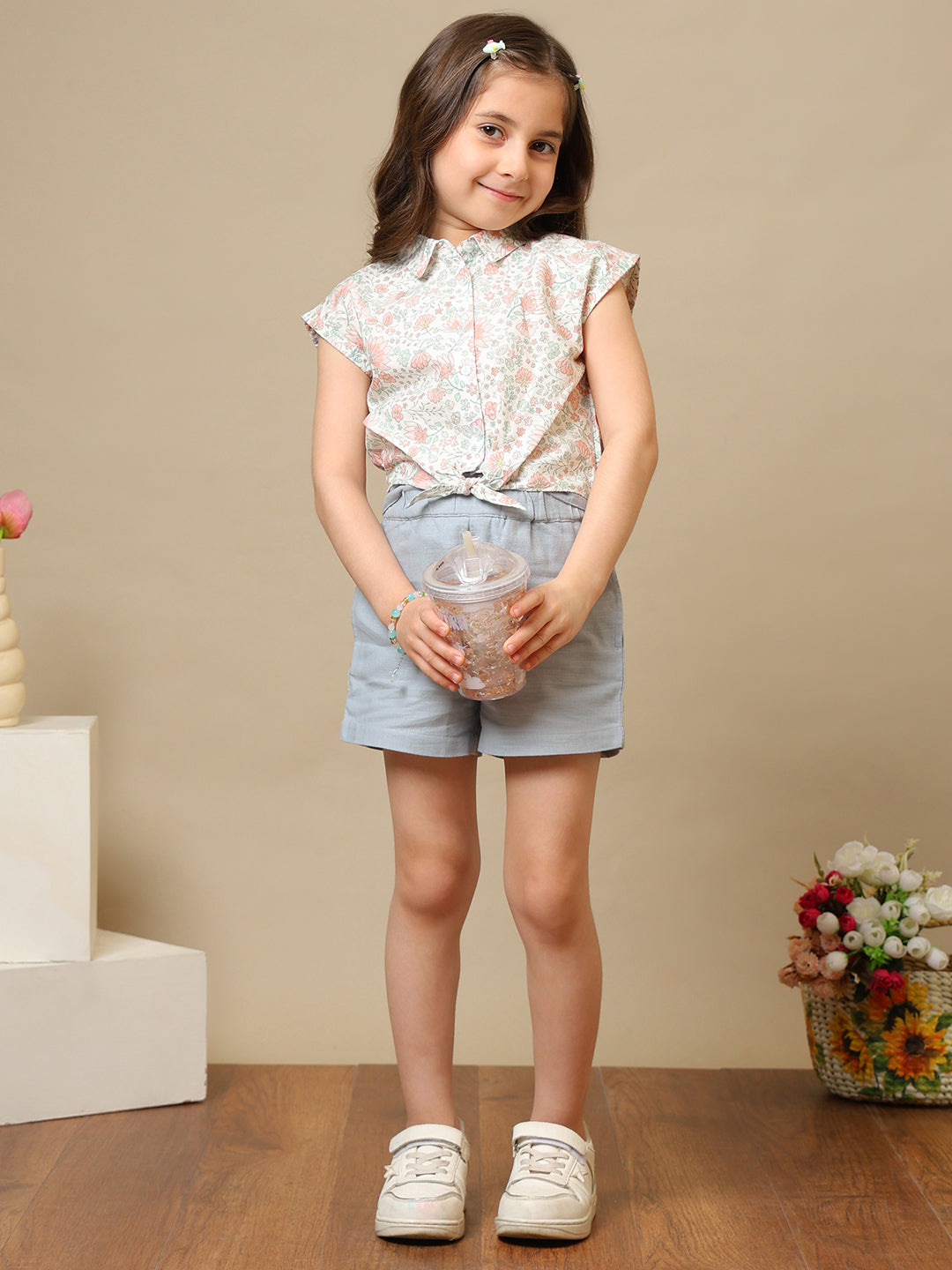Girls Floral Printed Casual Top