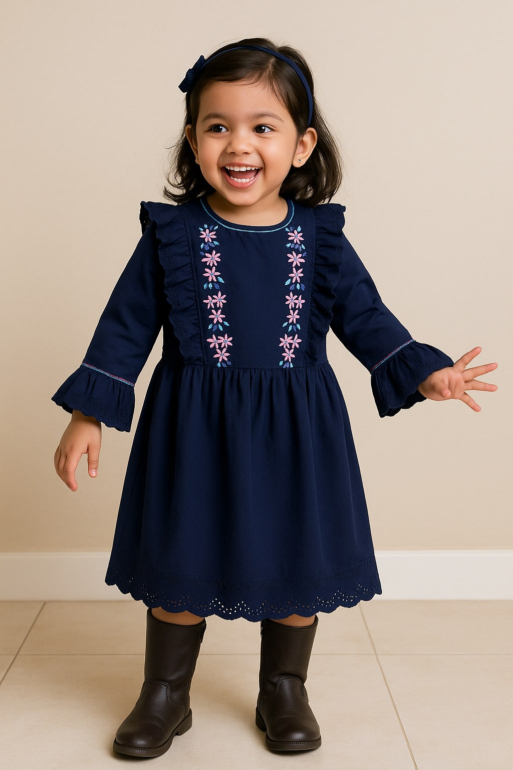 Girls Floral Detailed Dress