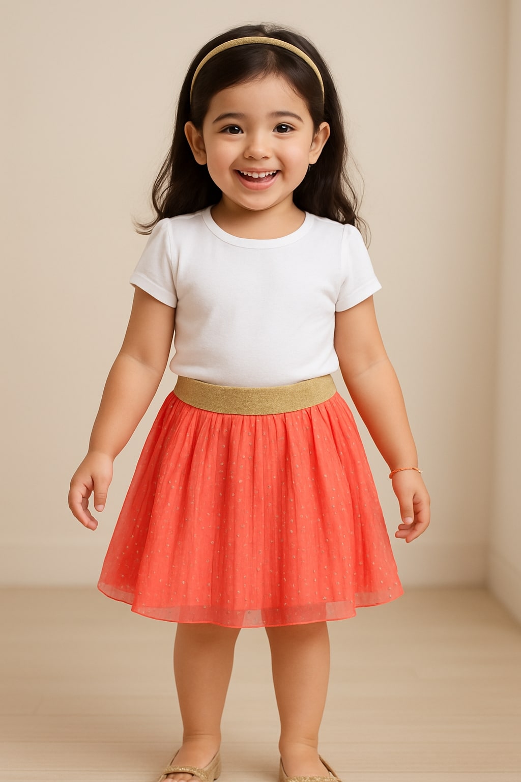 Girls Glitter Mesh Flared Skirt