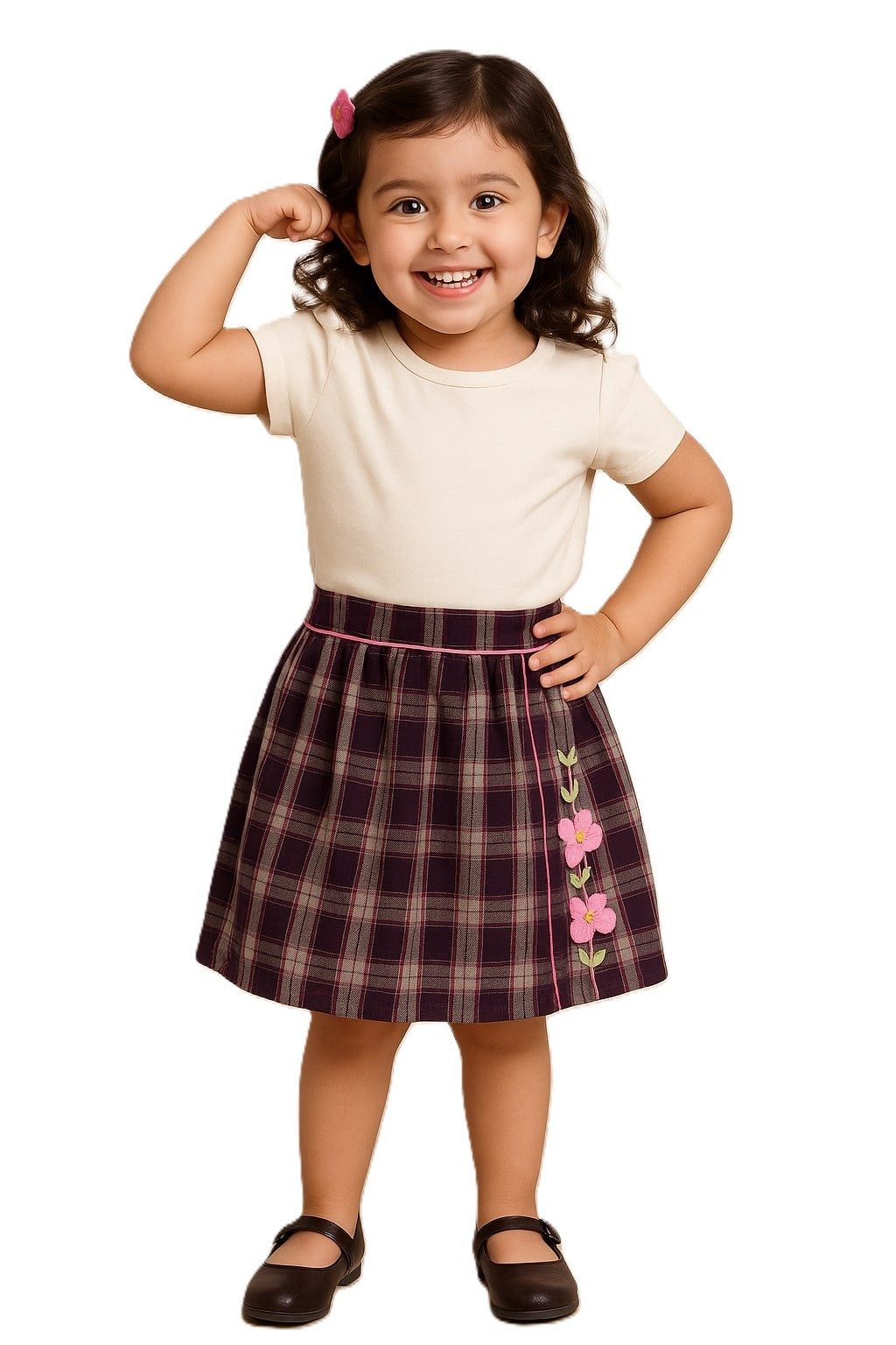 Girls Checked A-Line Skirt