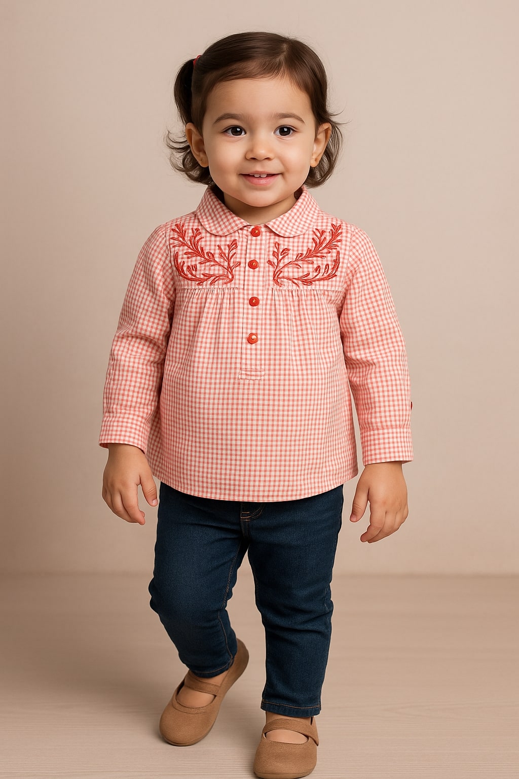 Girls Embroidered Full Sleeve Casual Top