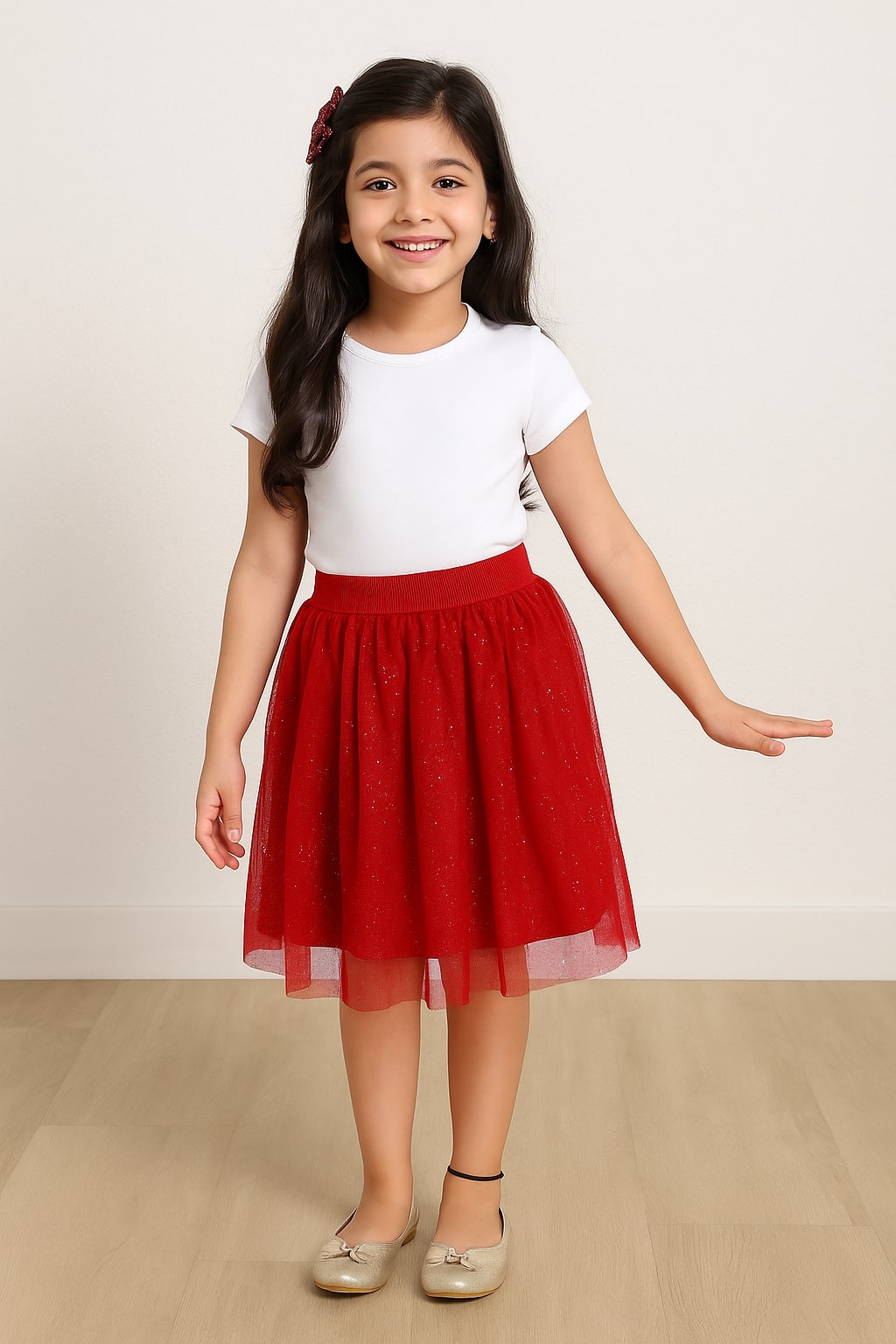 Girls Shimmer Net Mini Skirt