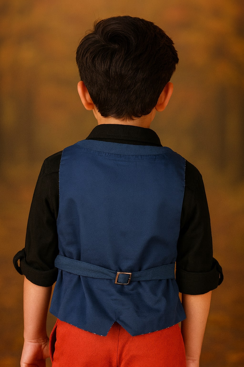 Boys Solid Blue Casual Waistcoat