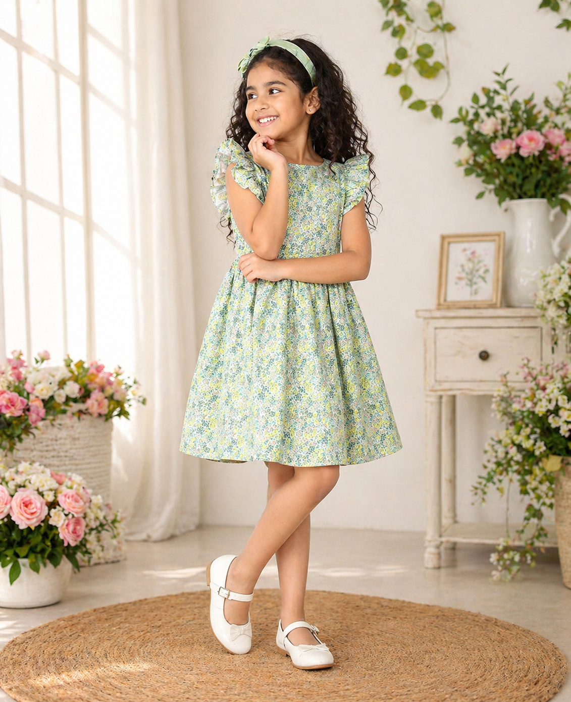 Girls Floral Printed Frock