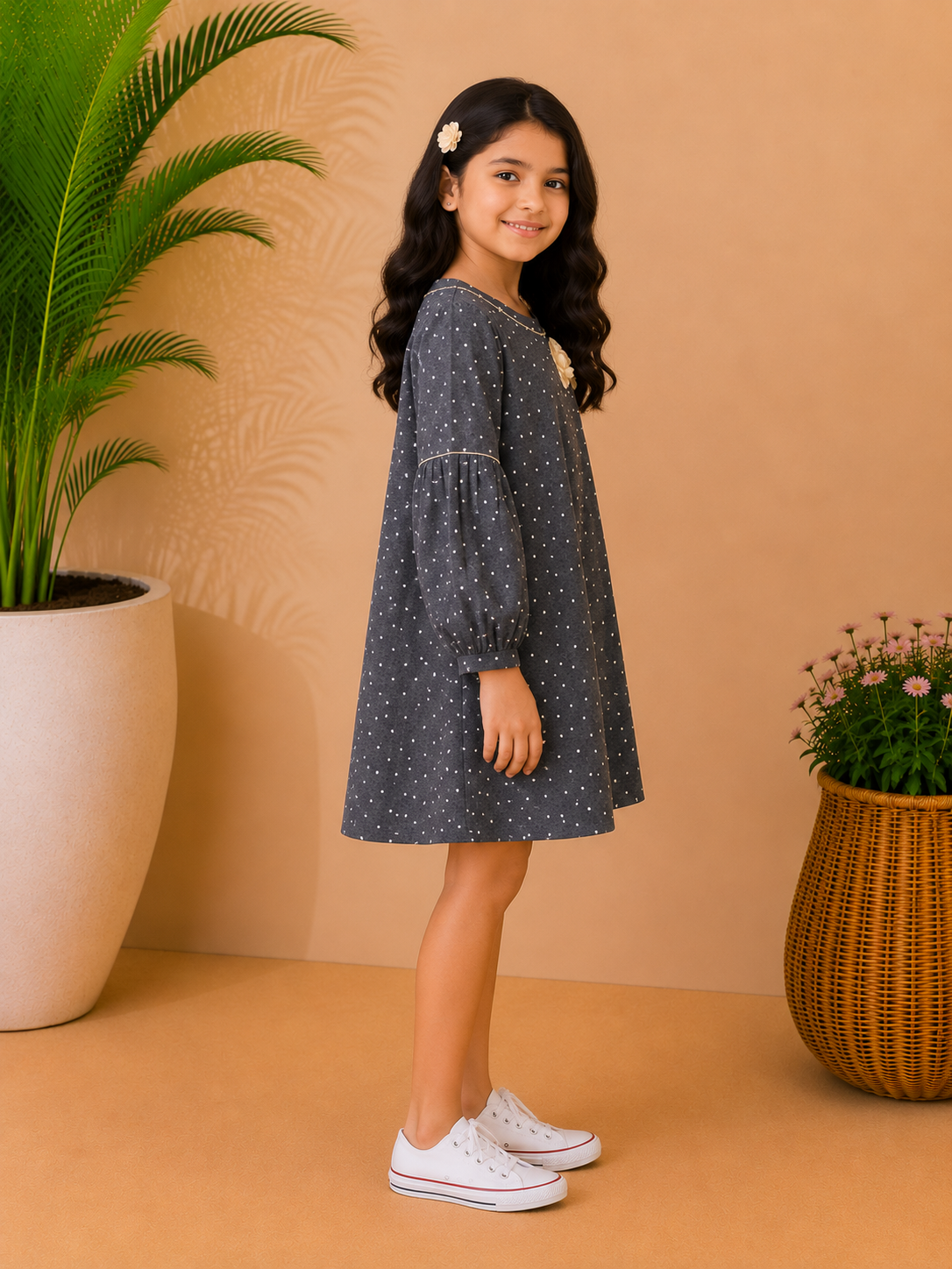 Girls Polka Dot A-Line Dress