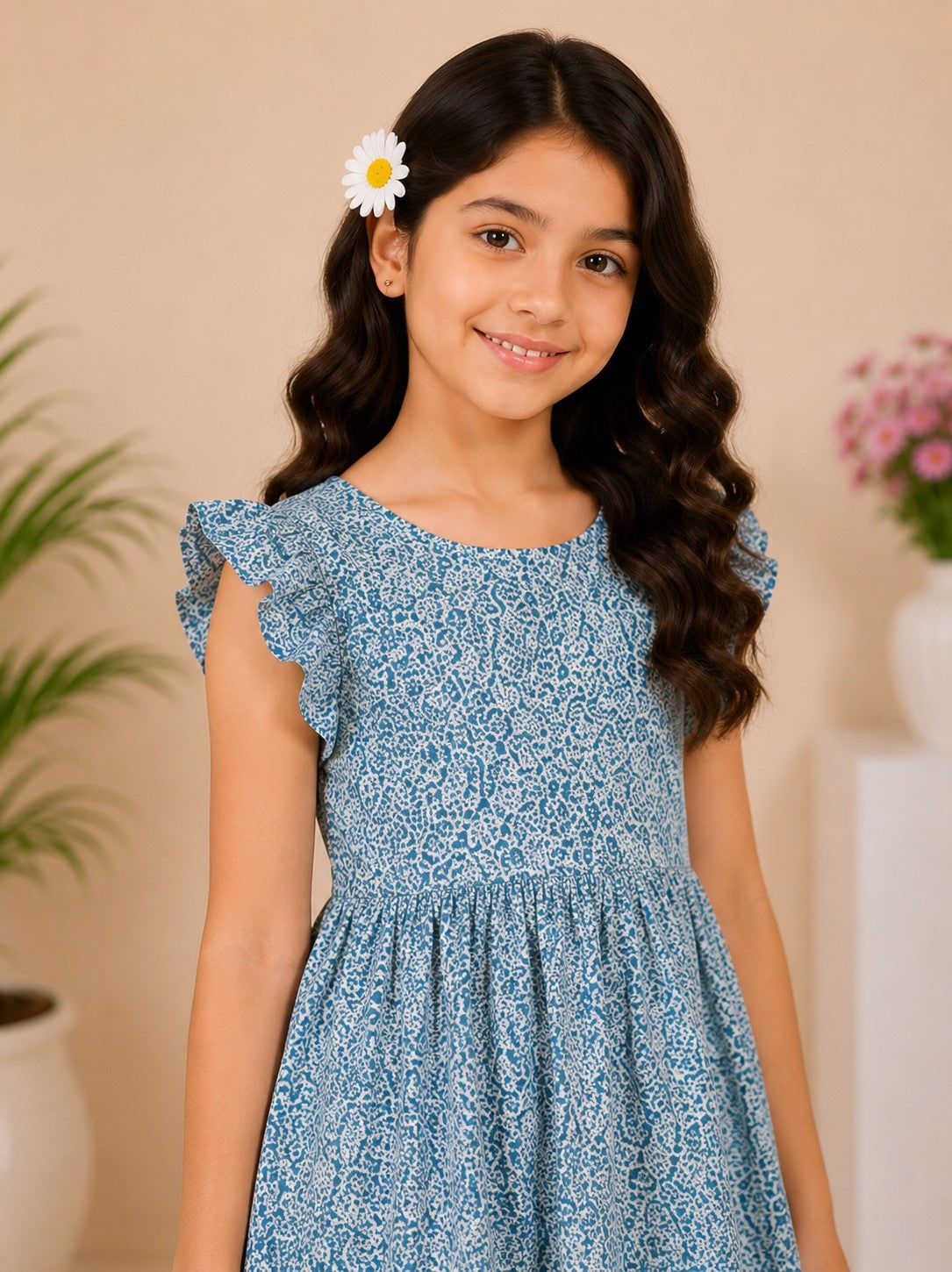 Girls Floral Skater Frock