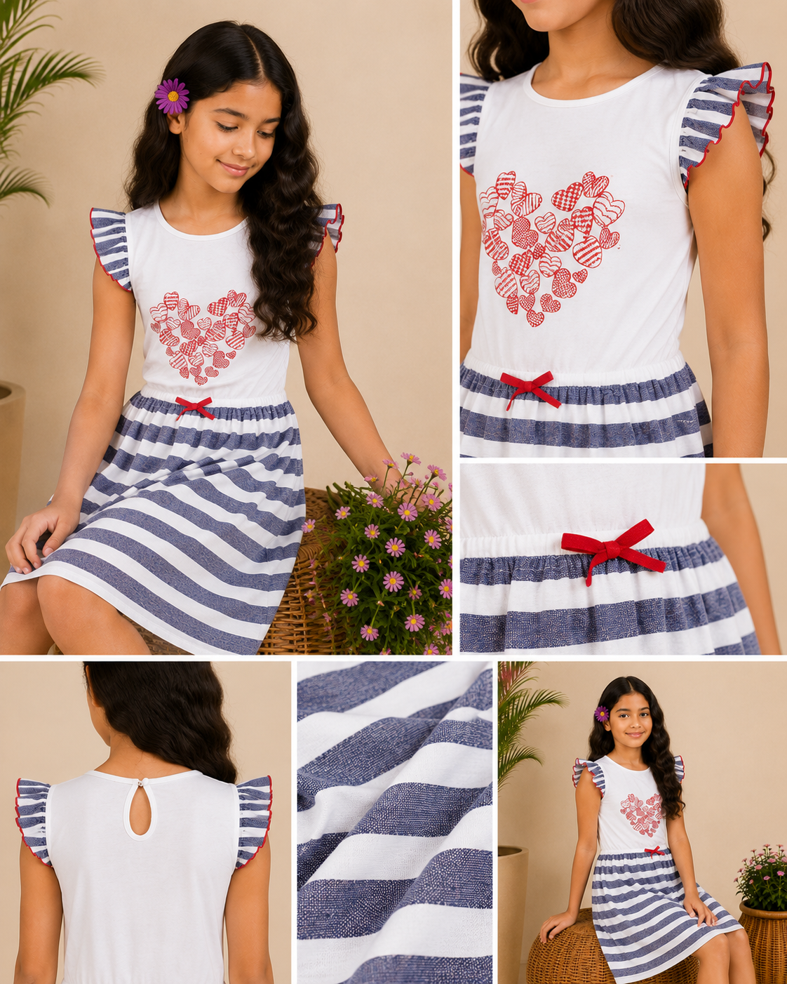 Girls Striped Fit & Flare Dress