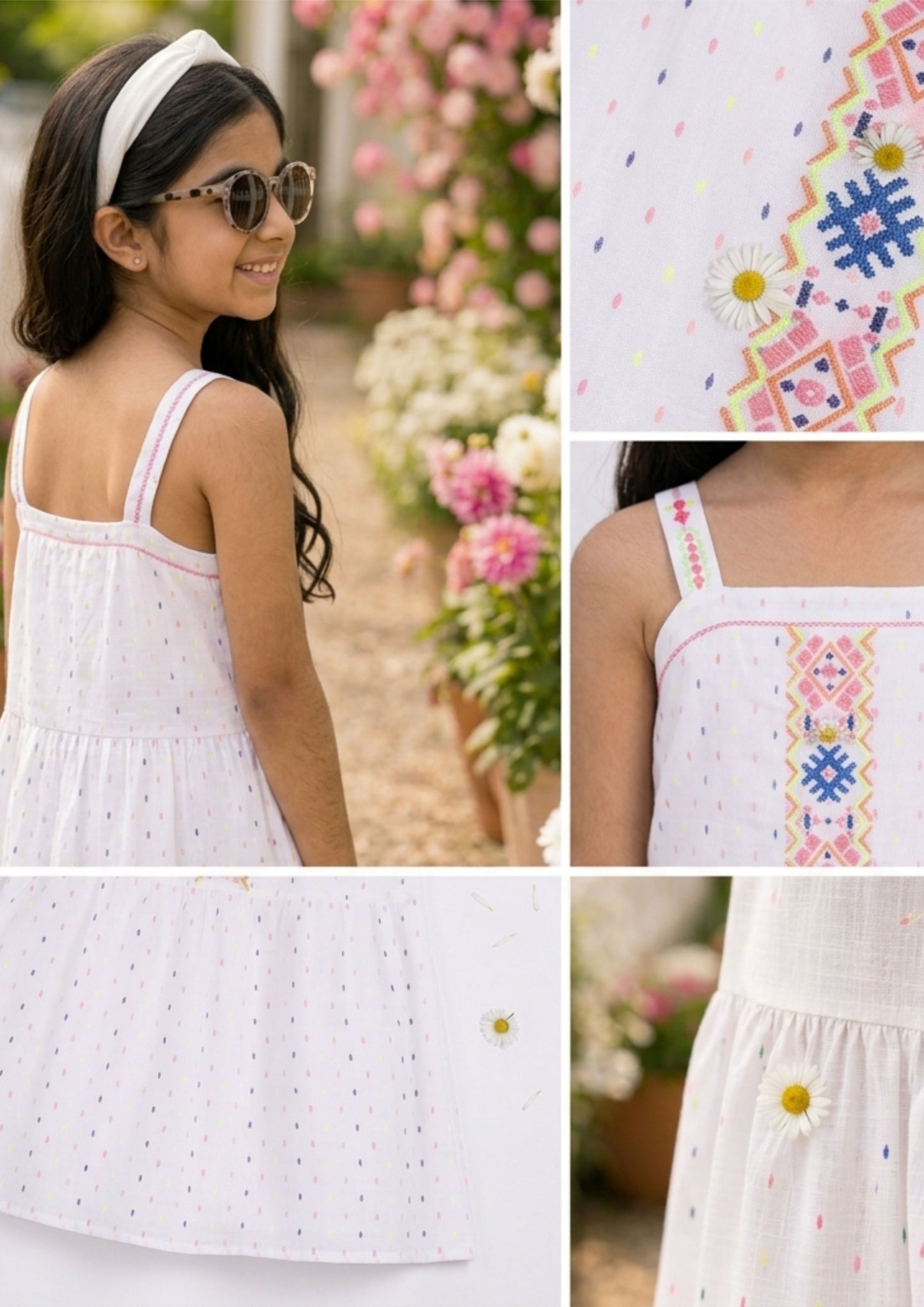 Girls Printed Embroidered Dress