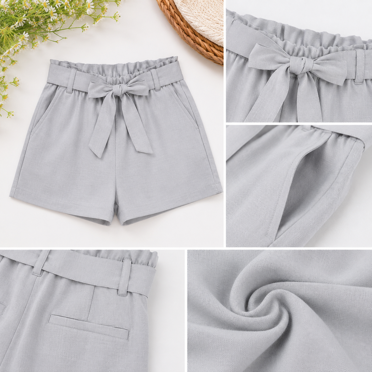 Girls Grey Casual Shorts