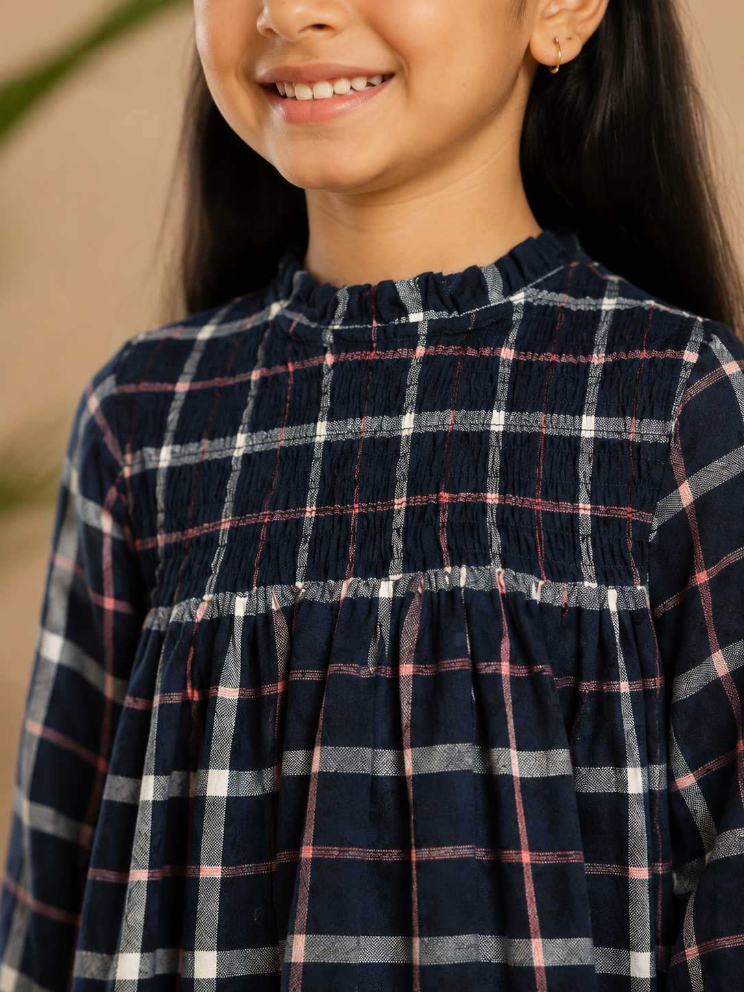 Girls Smocked Long Sleeve Dress