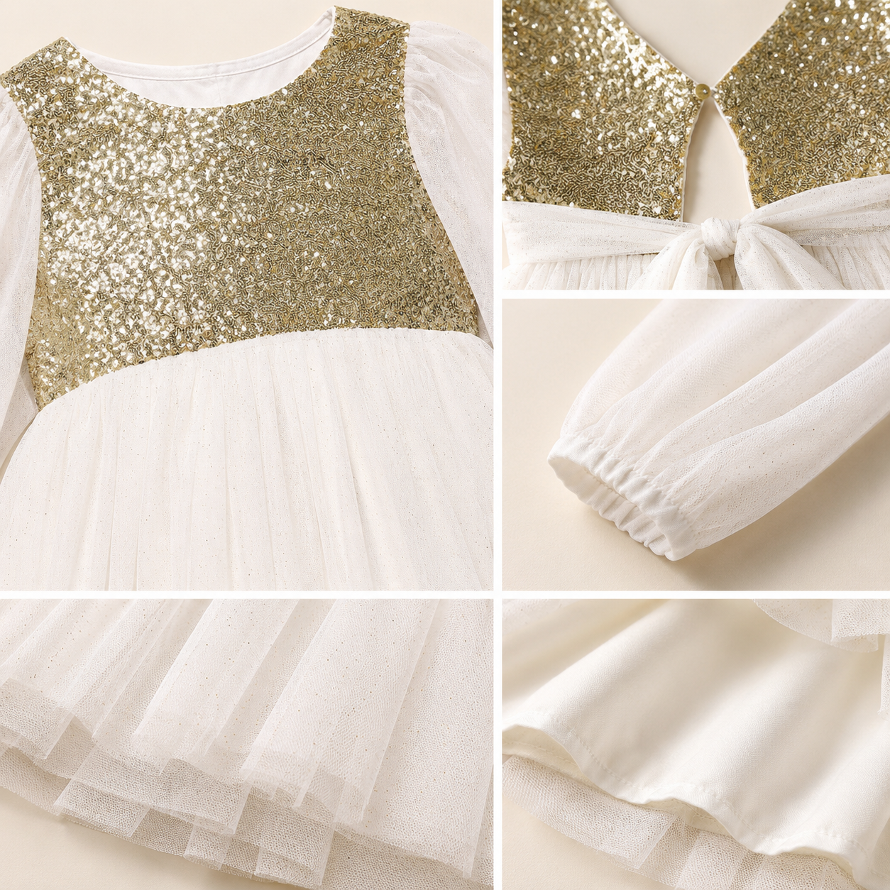 Girls White Sequin Dress