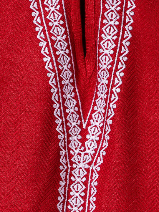 Girls Embroidered Red Top