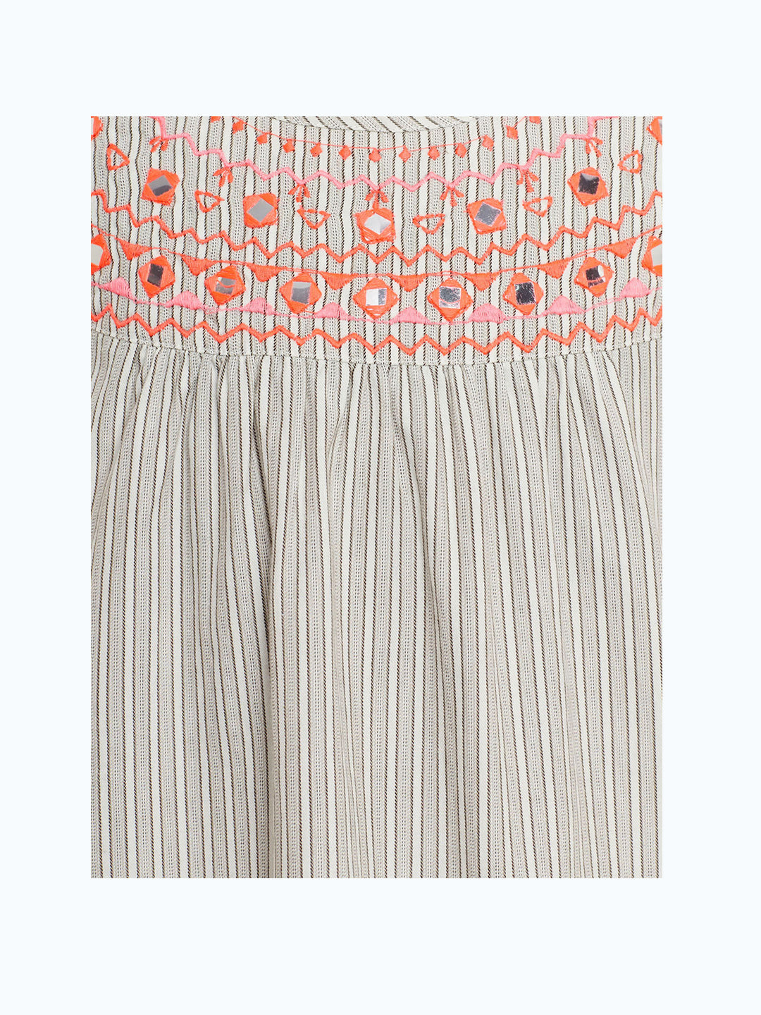 Girls Striped Embroidered Sleeveless Top