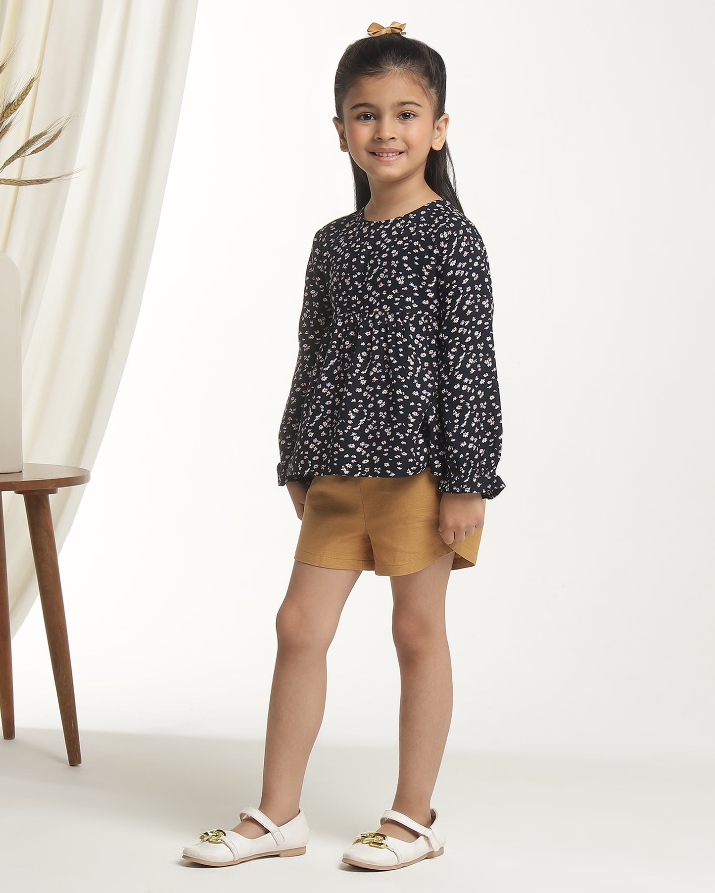 Girls Black Floral Top