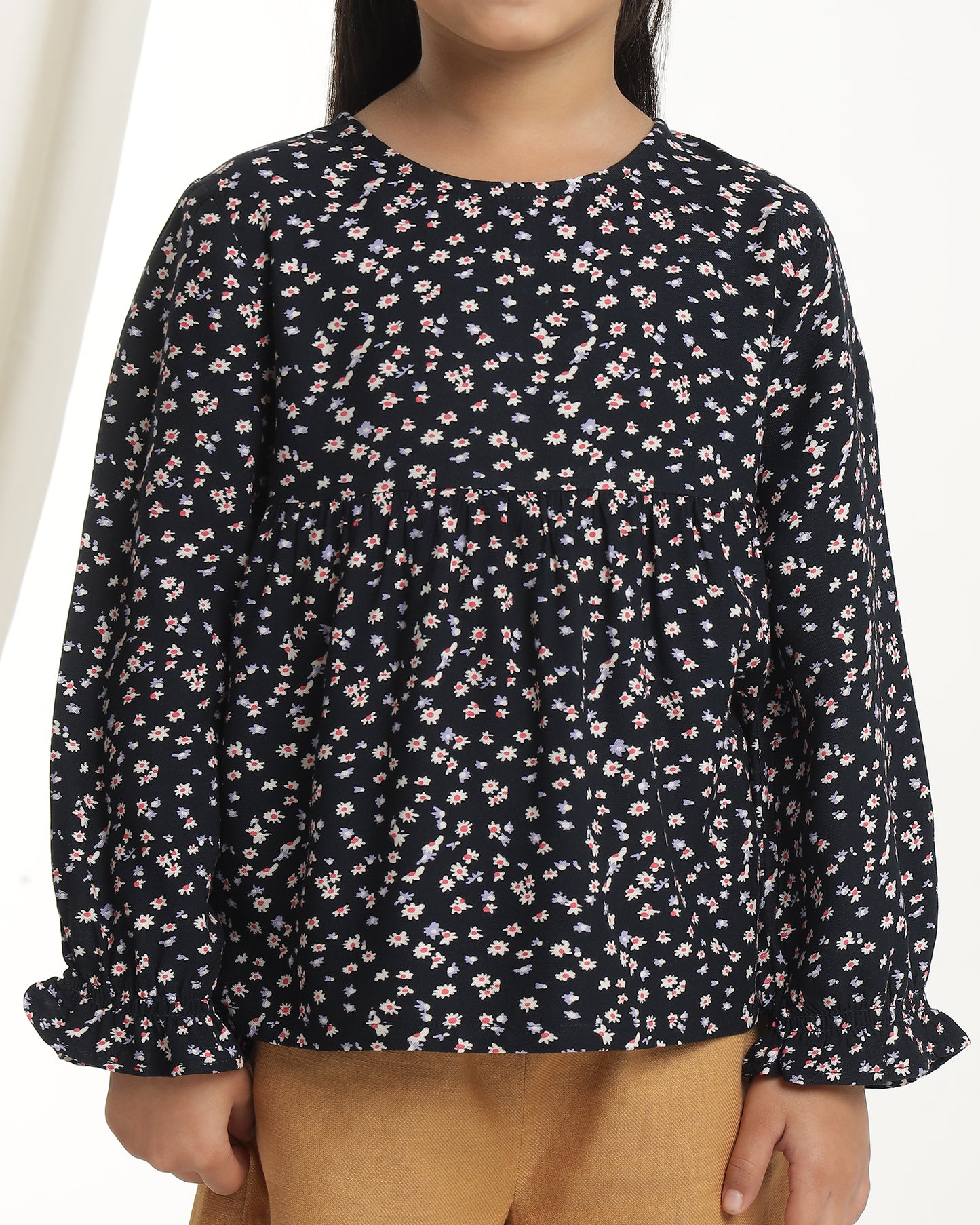 Girls Black Floral Top