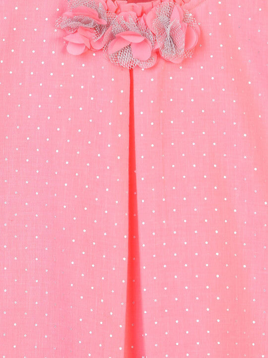 Girls Pink Puff Sleeve Casual Top