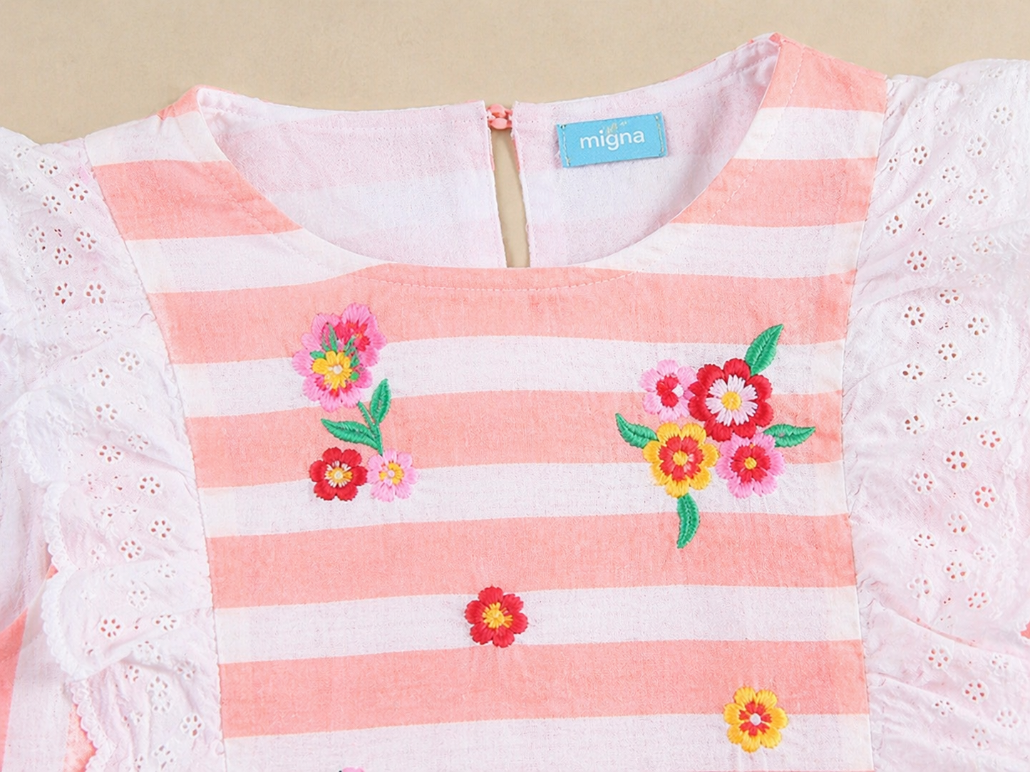 Girls Striped Embroidered Dress