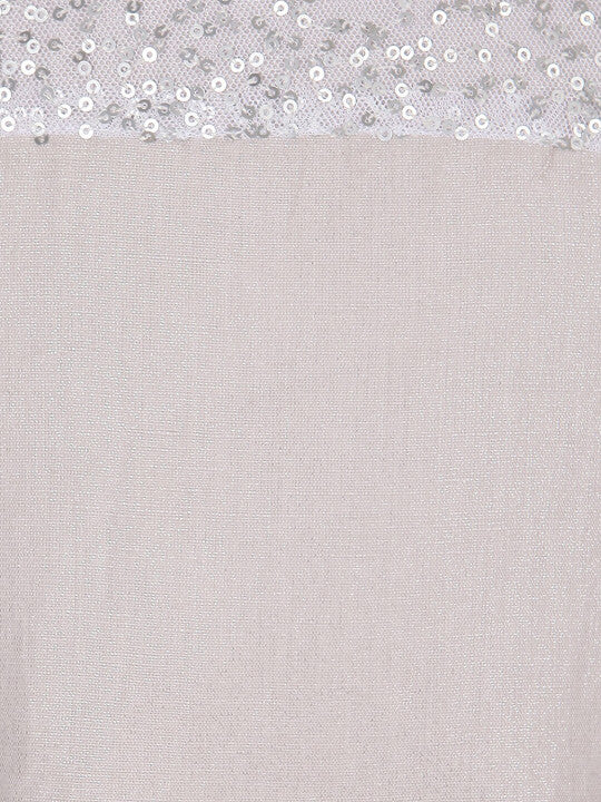 Girls Beige Sequin A-Line Dress