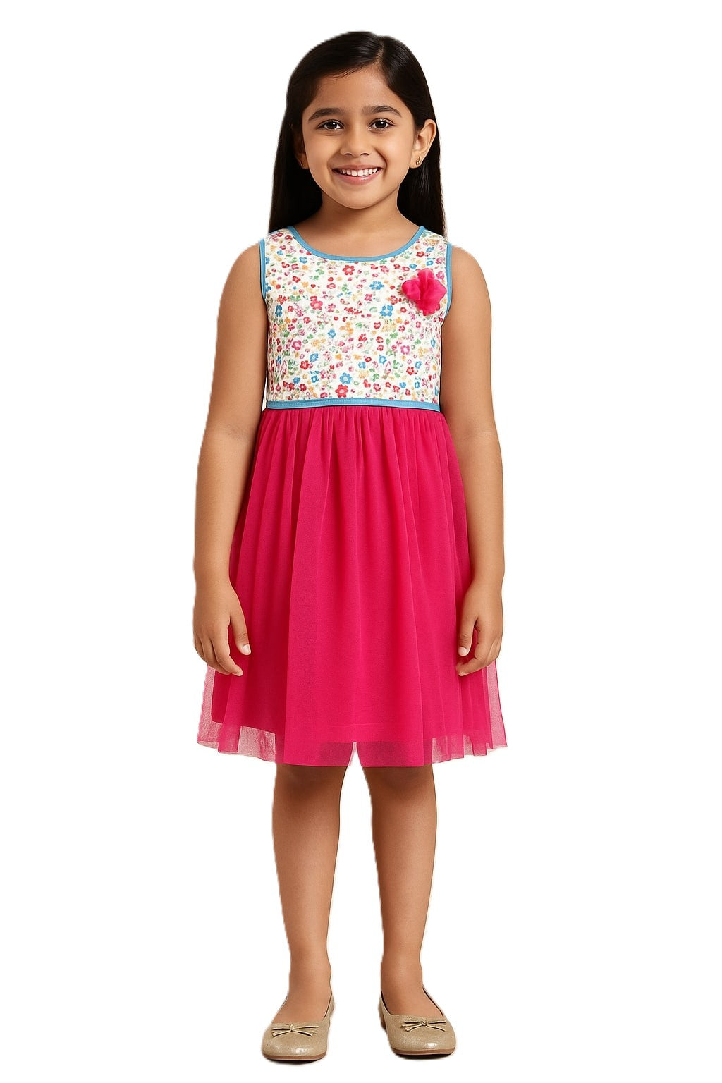 Girls Floral Printed Fit & Flare Dress