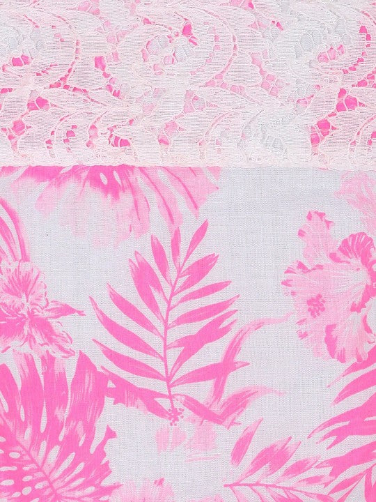 Girls Pink Tropical Floral Dress