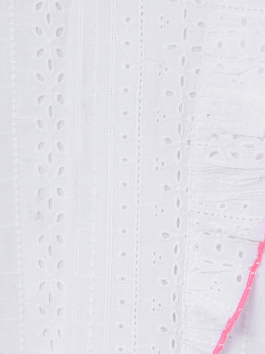 Girls Embroidered Ruffle A-Line Dress