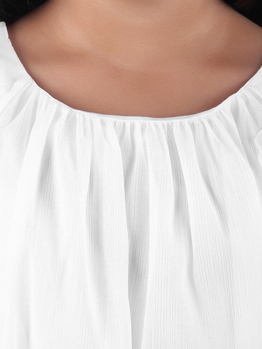 Girls White Flutter Sleeve Dress