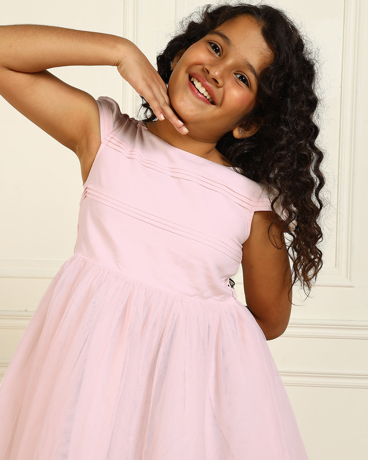 Girls Pink Pleated Dress