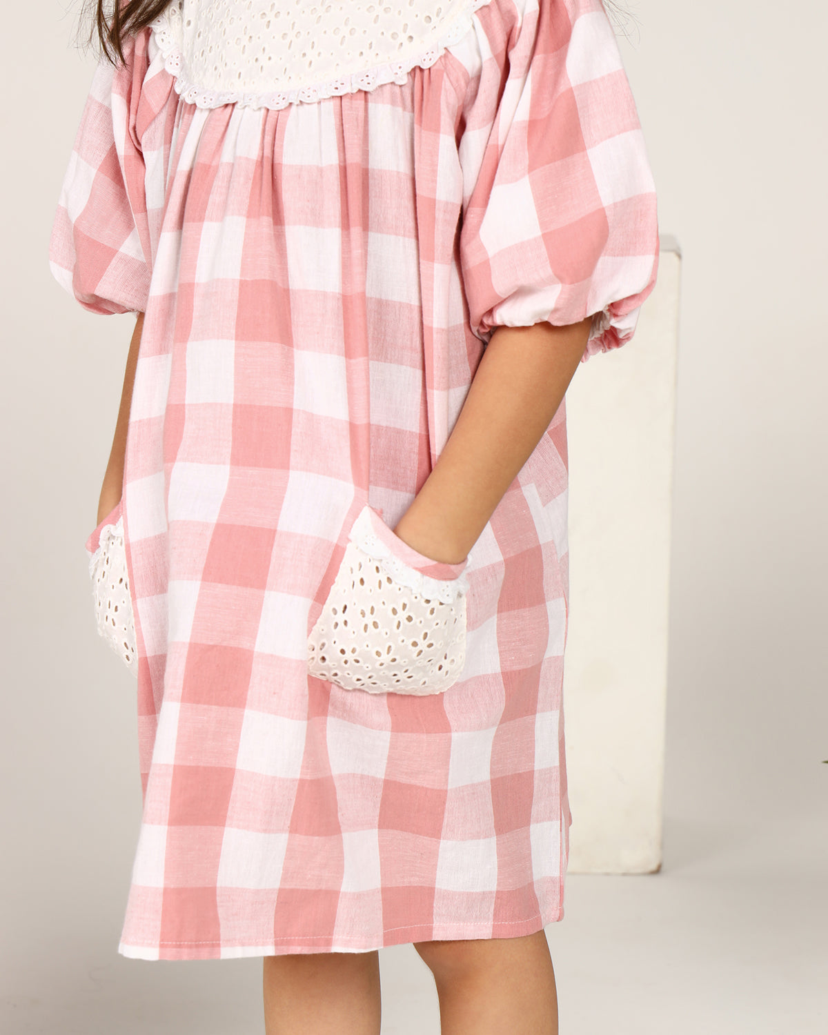 Girls Checked Pocket Dress