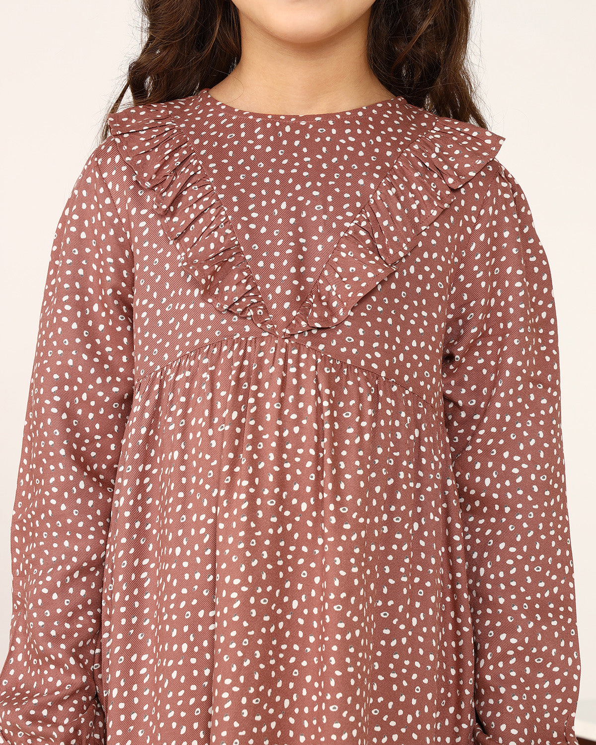 Girls Brown Floral Dress