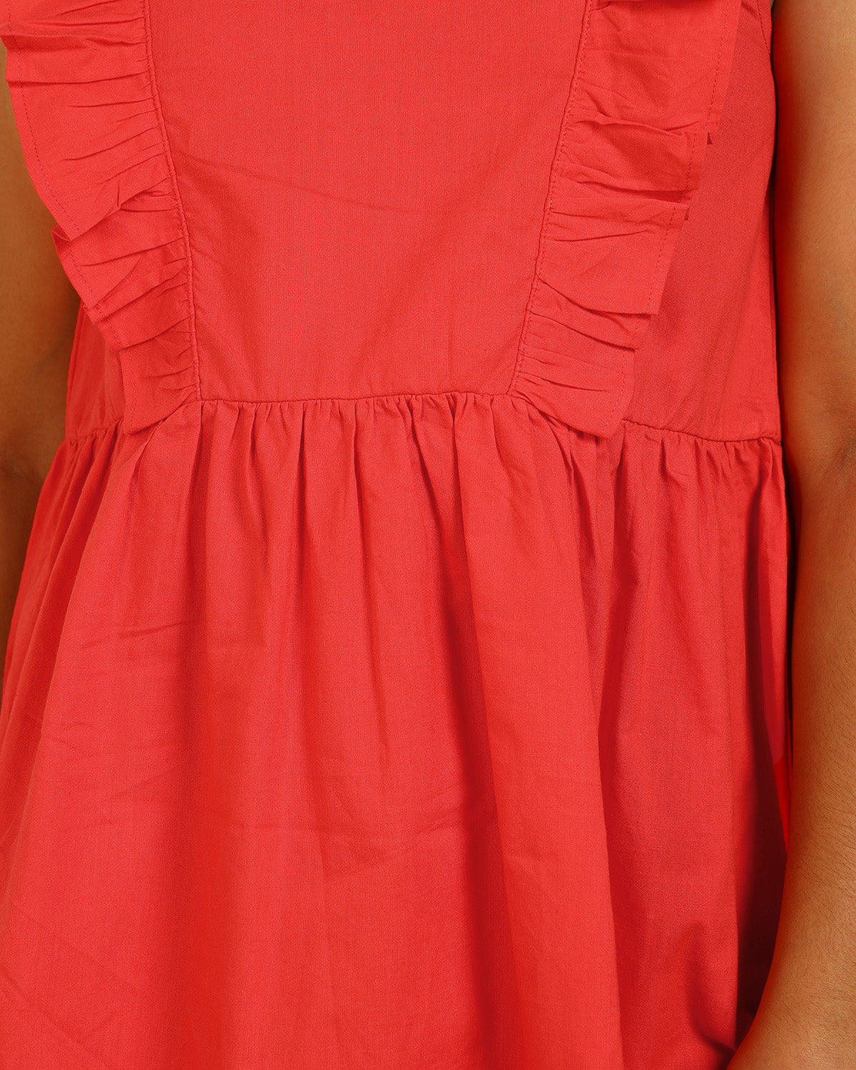 Girls Red V-Strap Dress