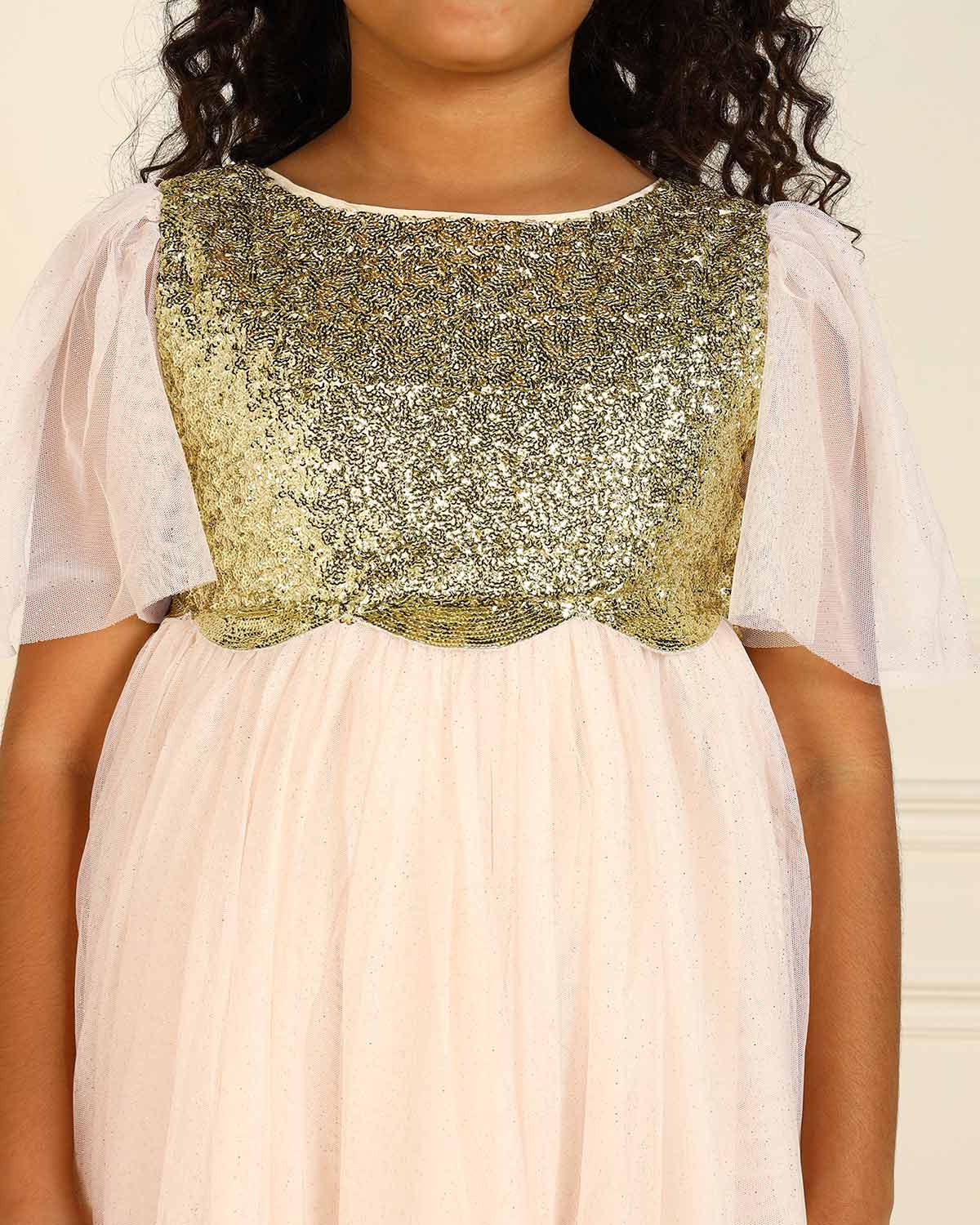 Girls Light Pink Sequin Dress