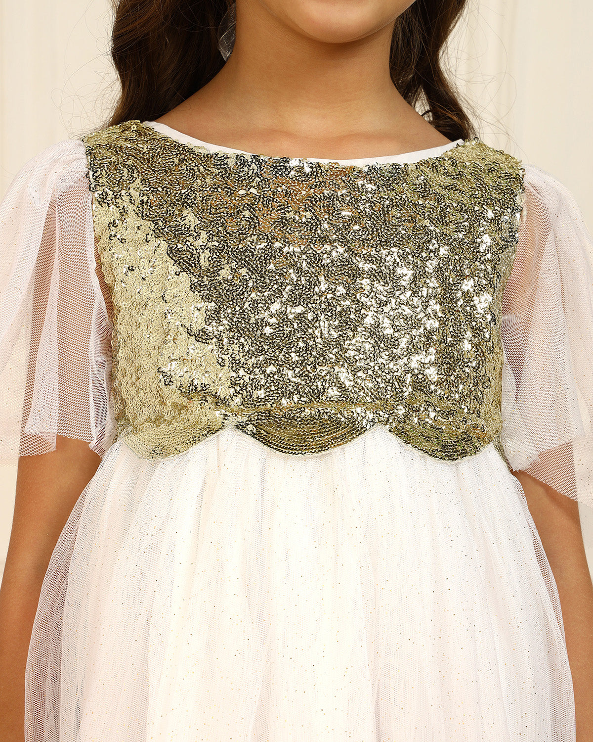 Girls White Sequin Dress