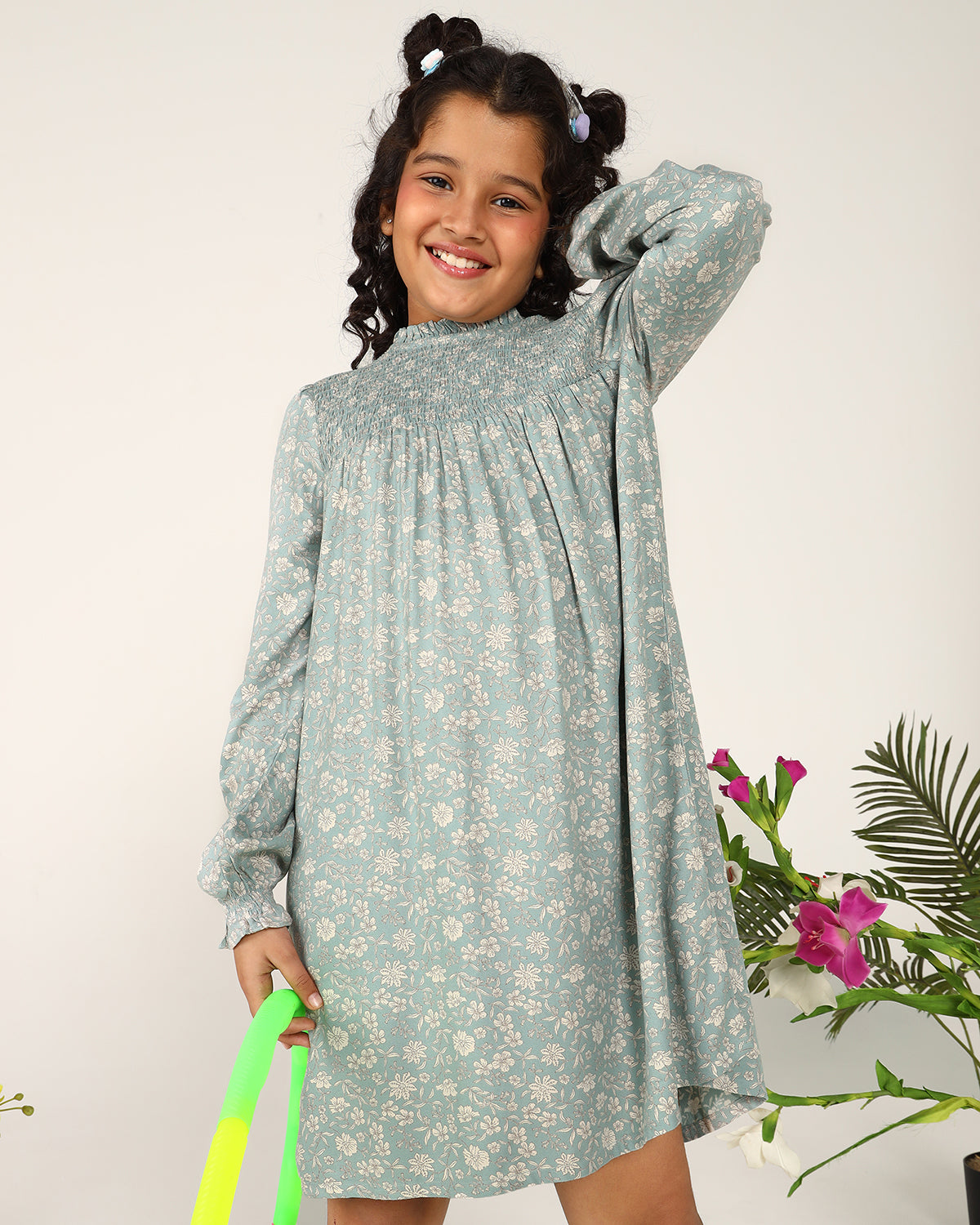 Girls Smocked Floral Dress