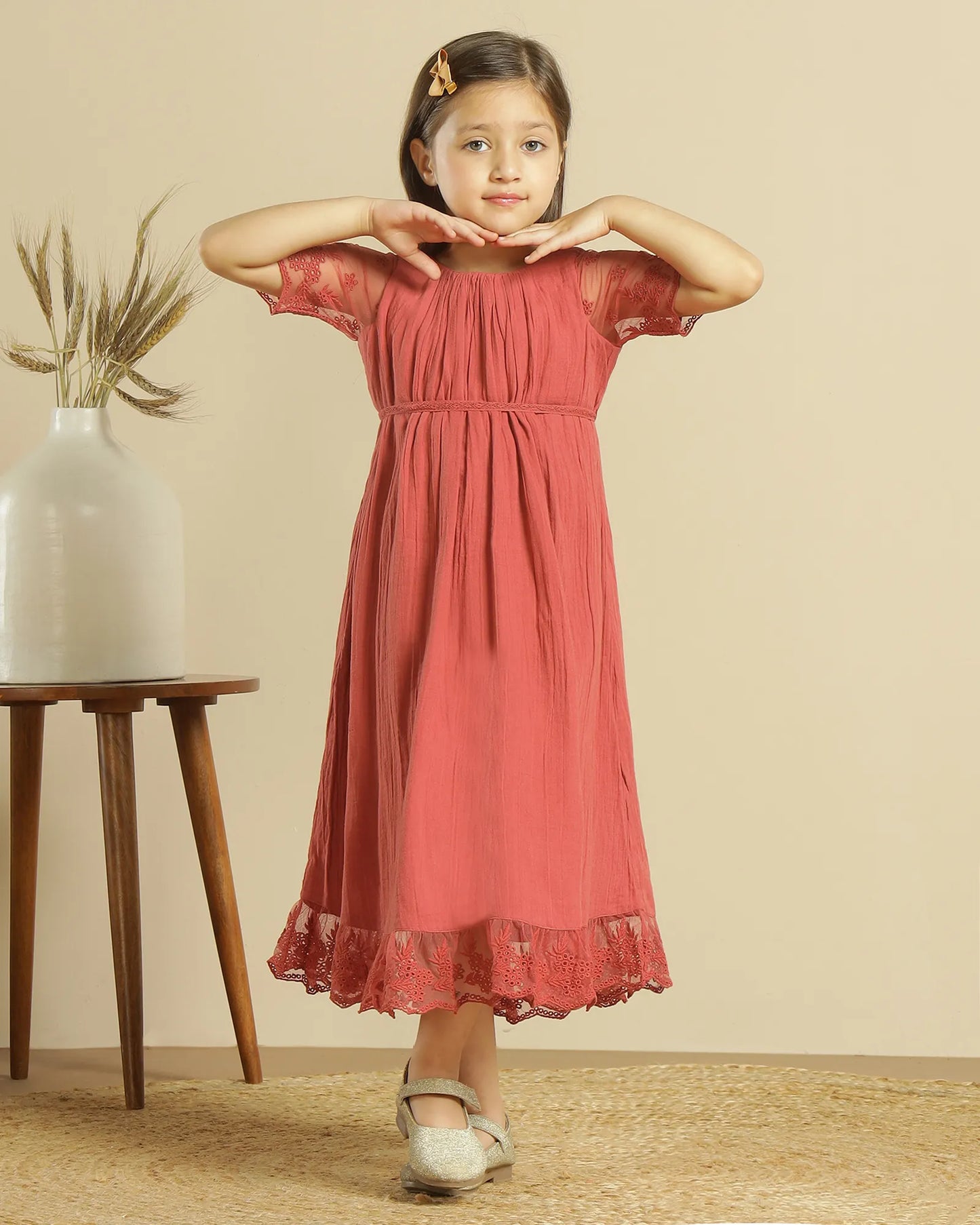 Girls Lace Sleeve Dress