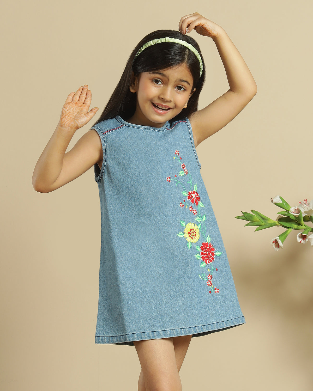 Girls Embroidered A-Line Dress