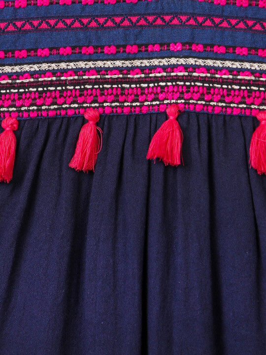 Girls Embroidered Fit & Flare Dress