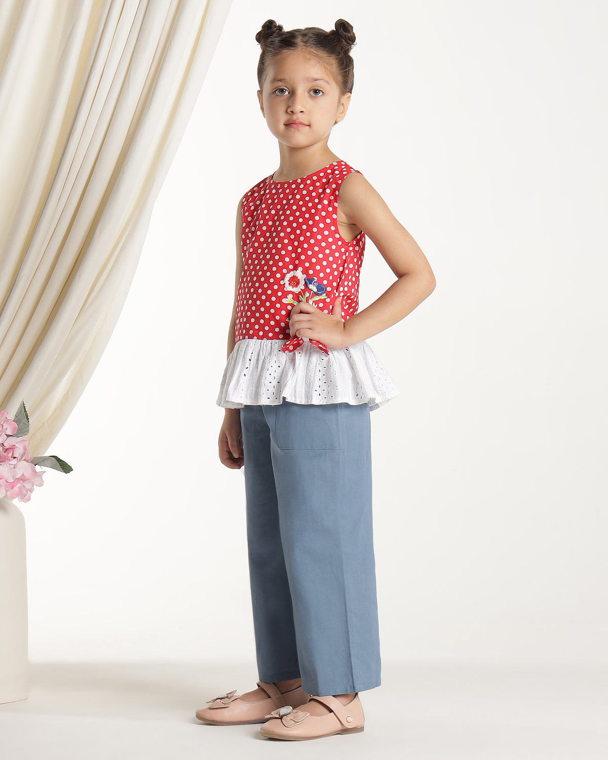 Girls Solid Wide Leg Pants