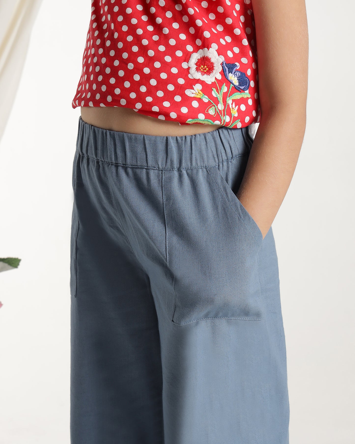 Girls Solid Wide Leg Pants
