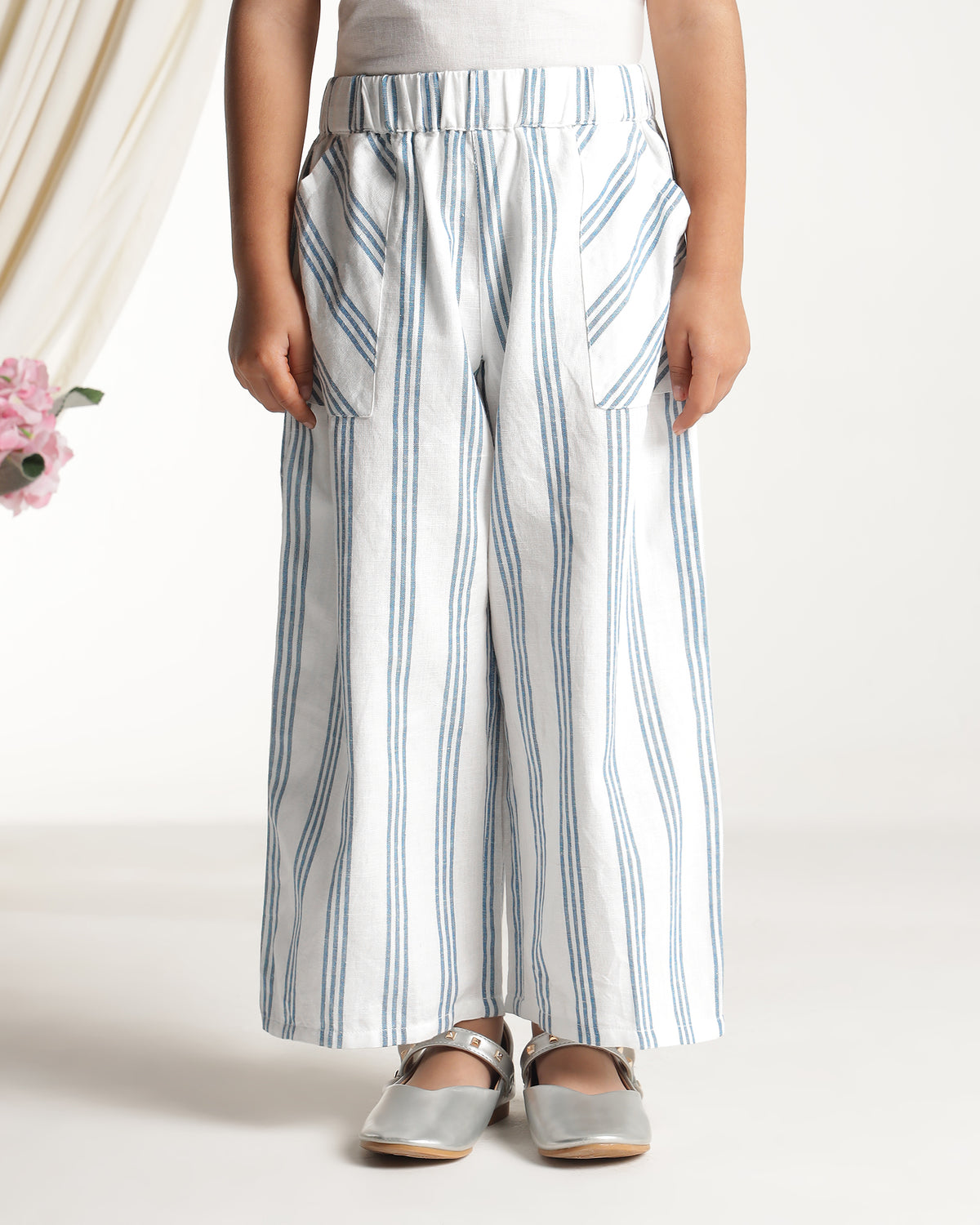 Girls Striped Wide Leg Pants