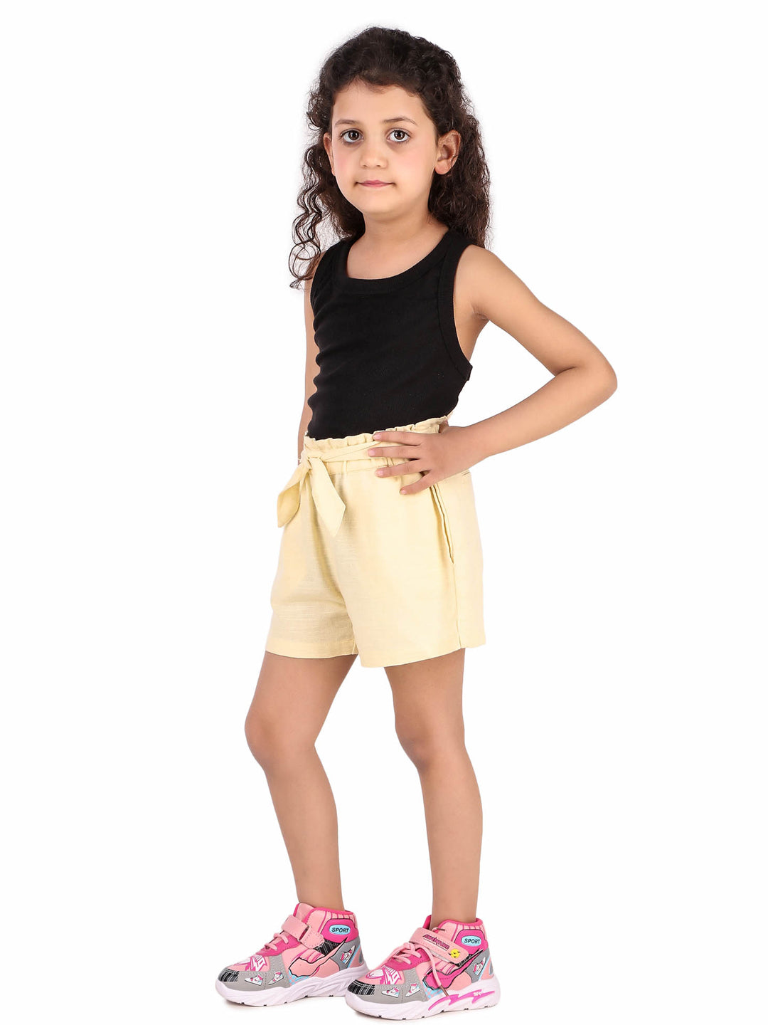 Girls Yellow Casual Shorts