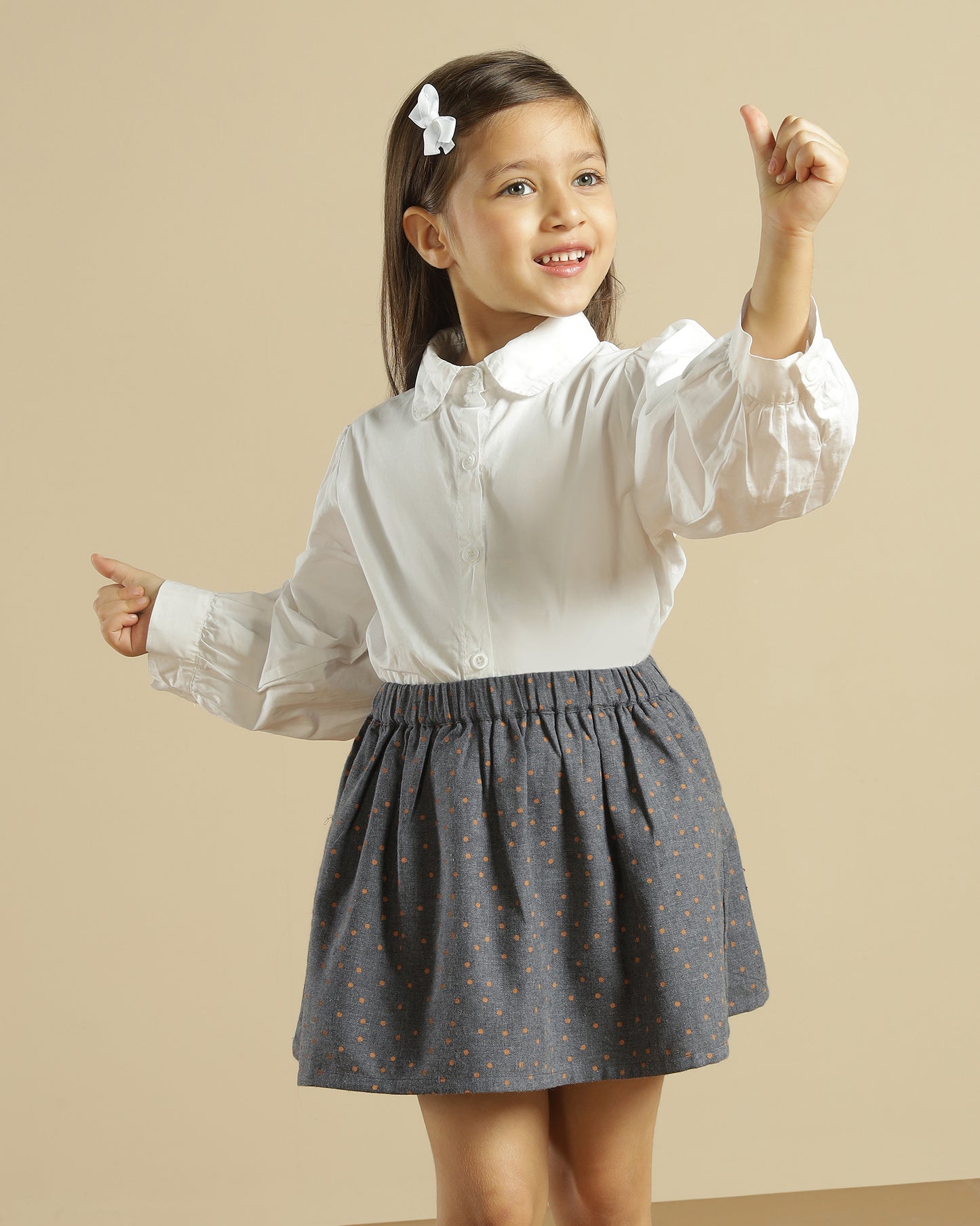 Girls Polka Dot Flared Mini Skirt for Casual Wear