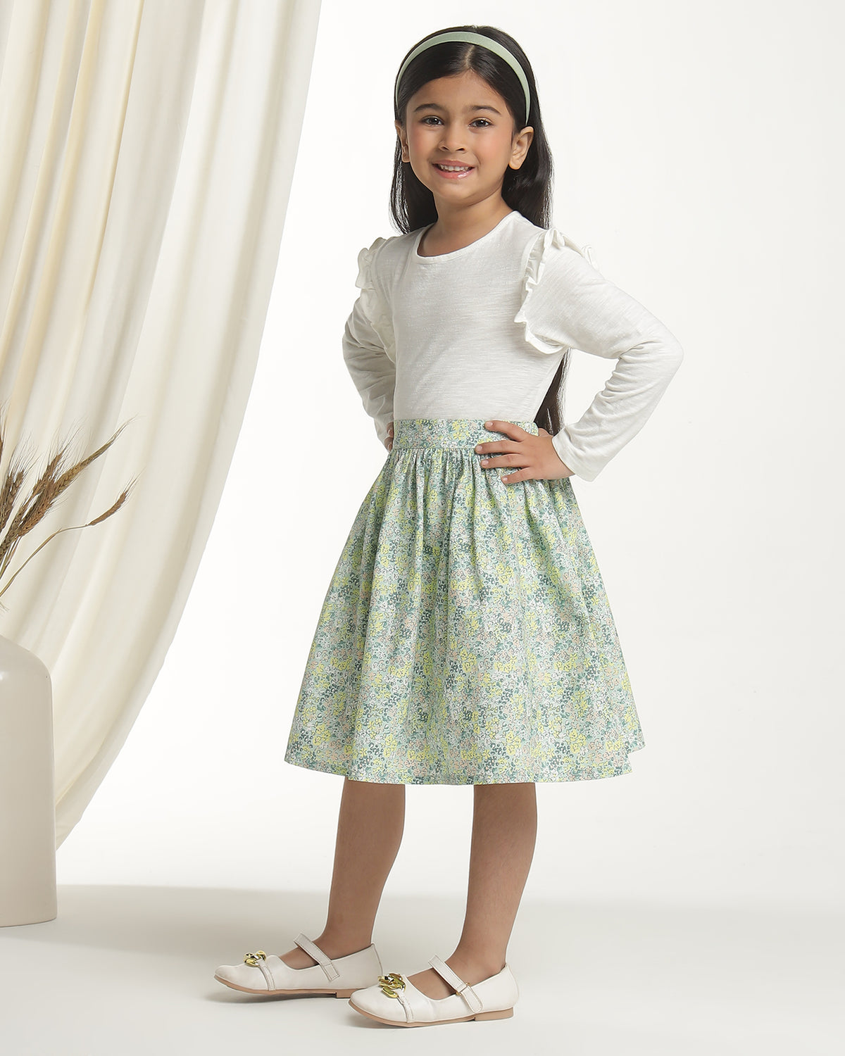 Girls Pastel Floral Mini Skirt