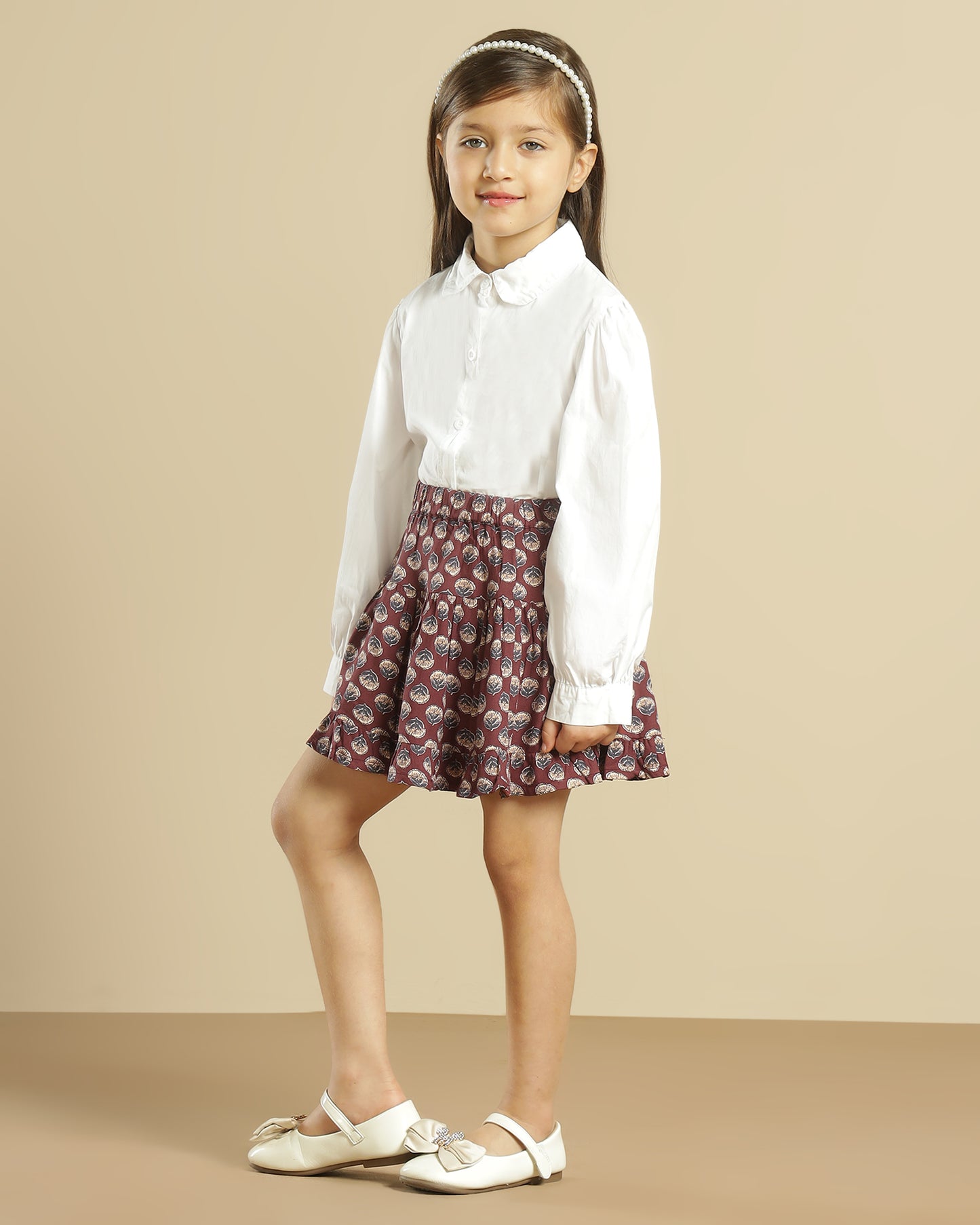 Girls Printed Flared Mini Skirt for Casual Wear