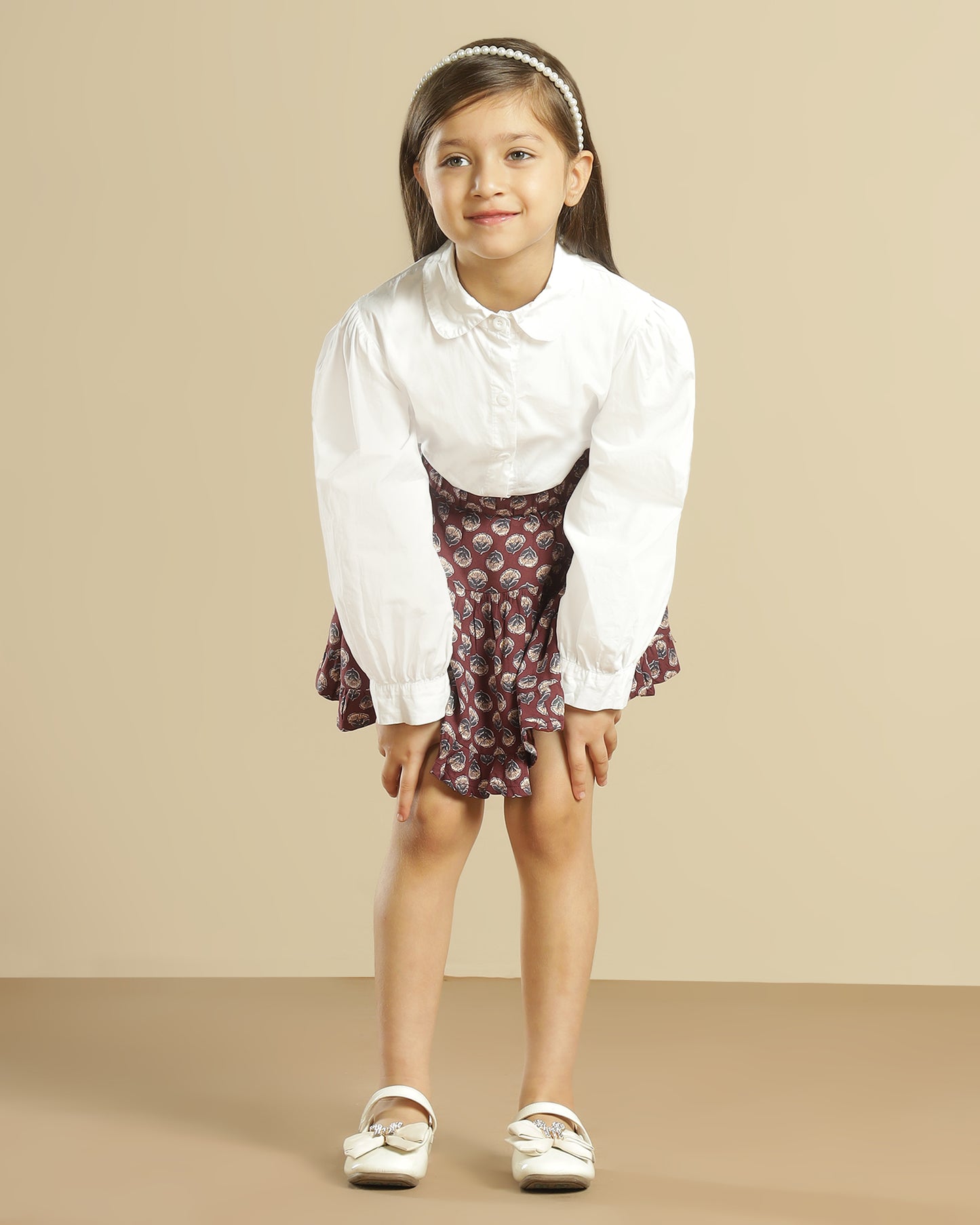 Girls Printed Flared Mini Skirt for Casual Wear
