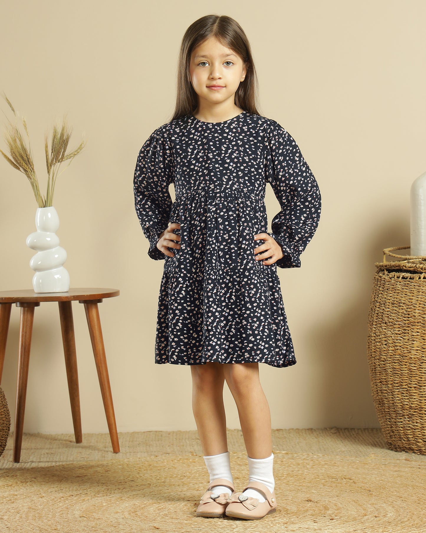 Girls Floral Print Dress