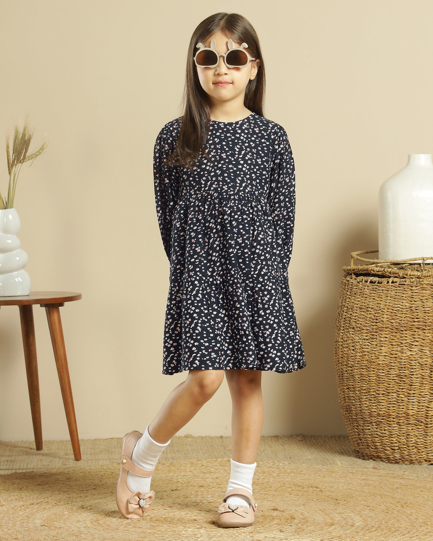 Girls Floral Print Dress