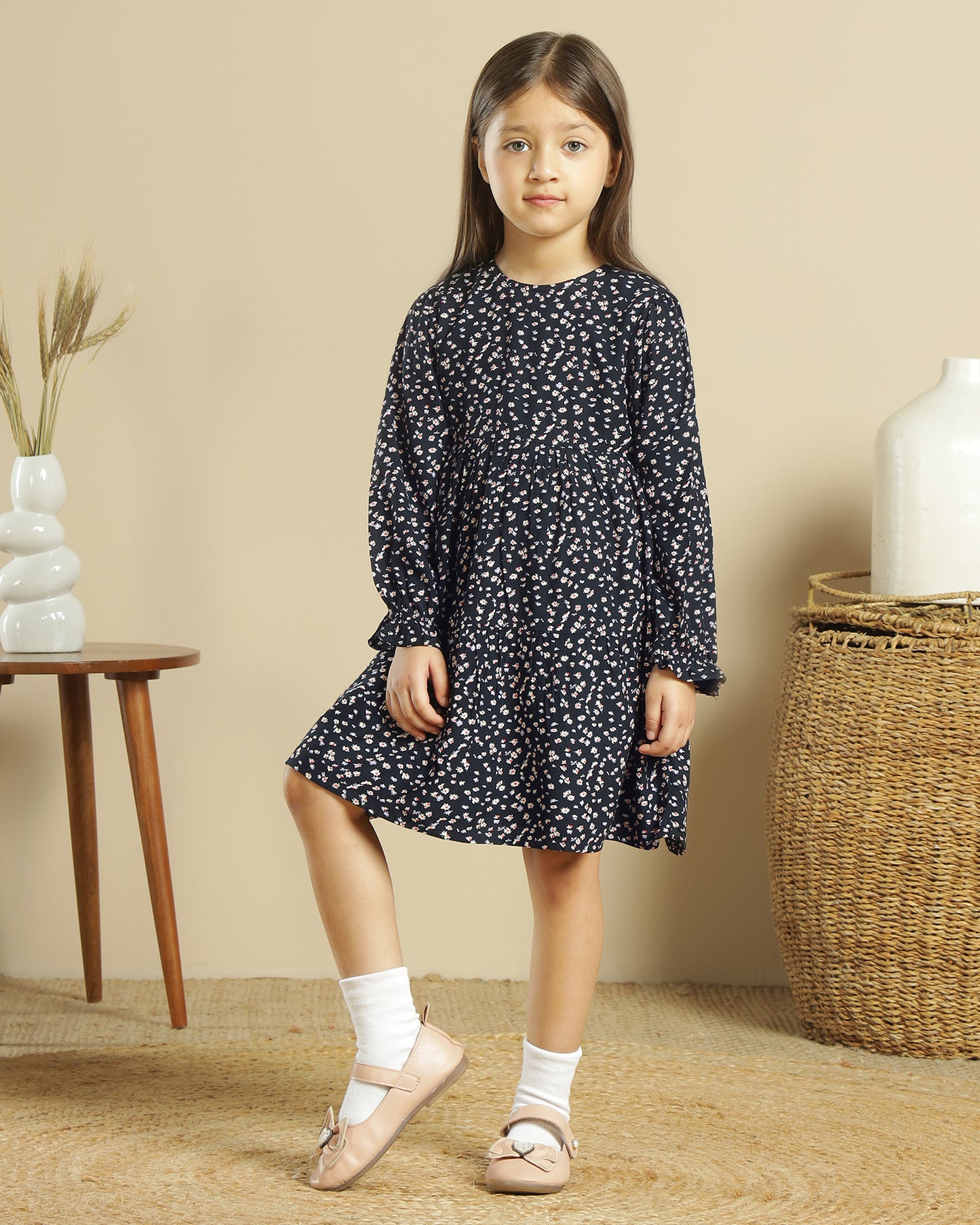 Girls Floral Print Dress