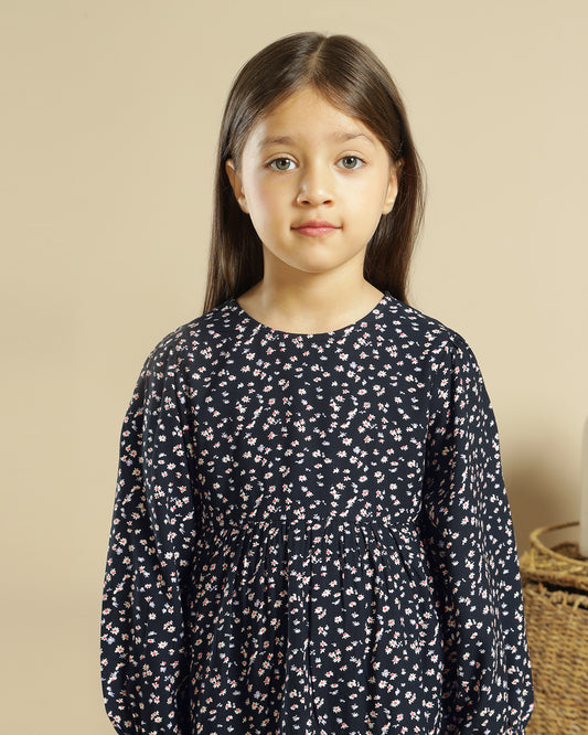 Girls Floral Print Dress